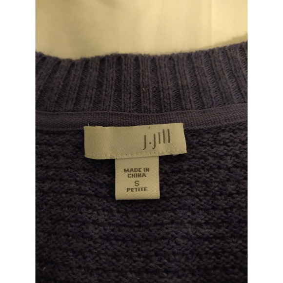 J Jill Cardigan Sweater Long Button Up Sm Petite Blue Knit Pockets Cotton Blend - Picture 3 of 10